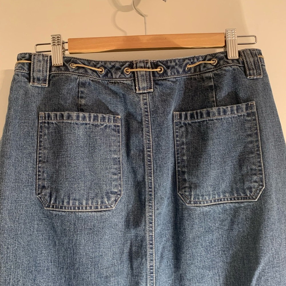 Denim Midi Skirt with Drawstring